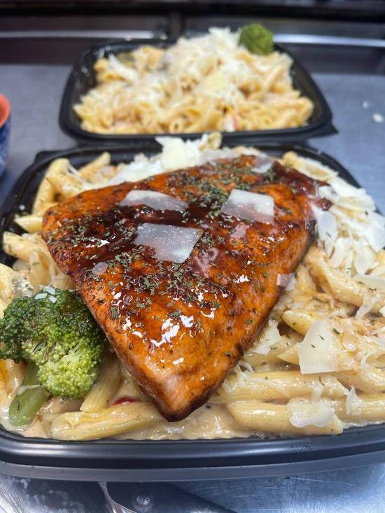 Salmon Rasta pasta.