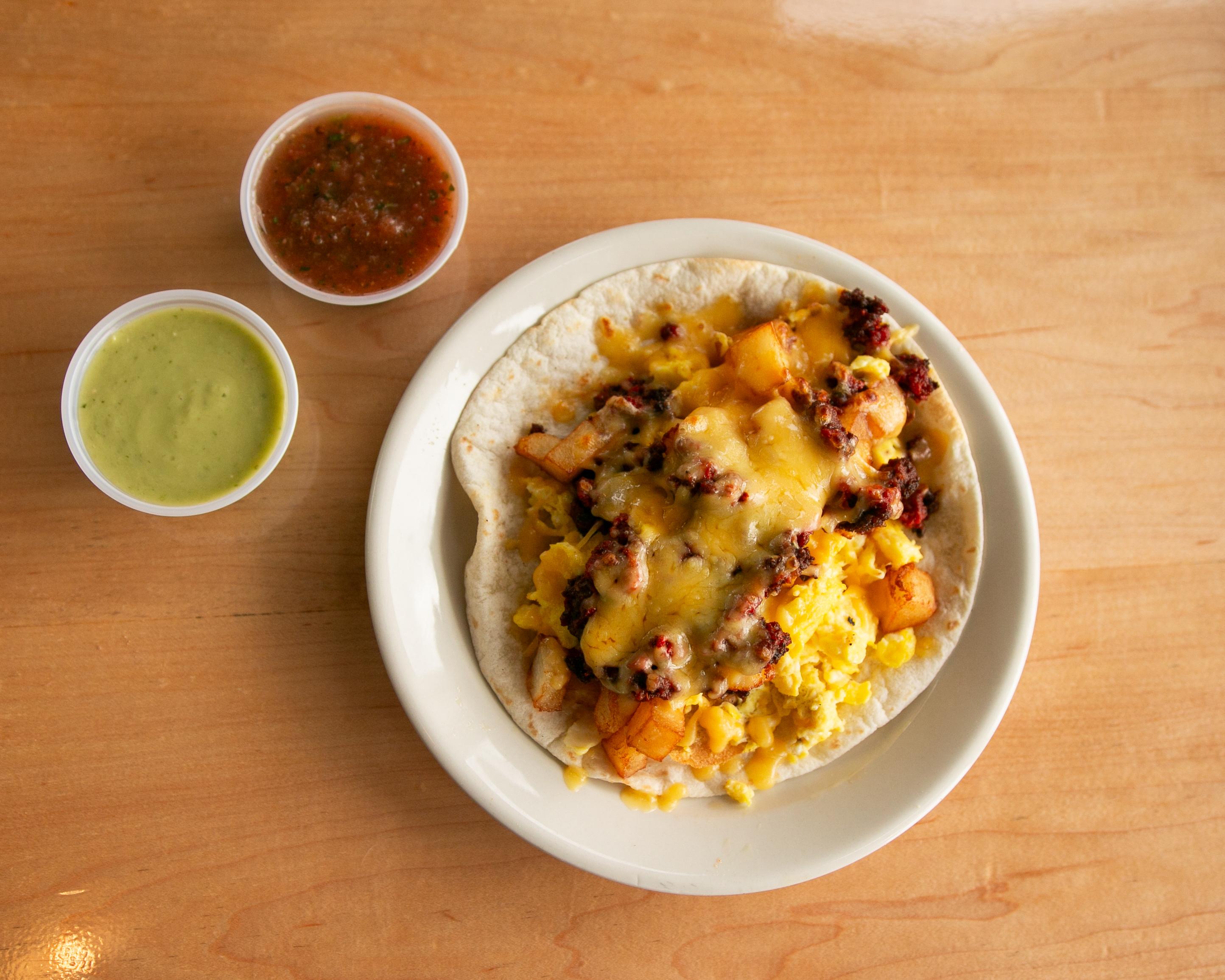 Chorizo, Potato & Egg.