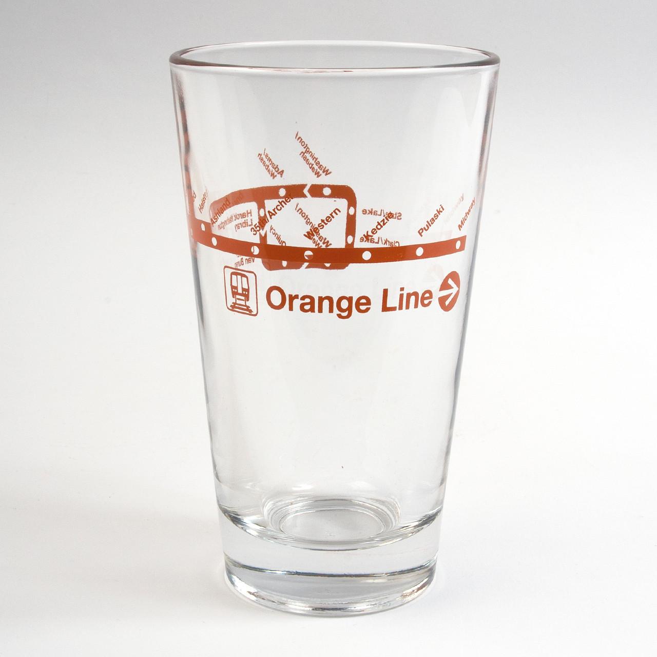 Orange Line Pint Glass.