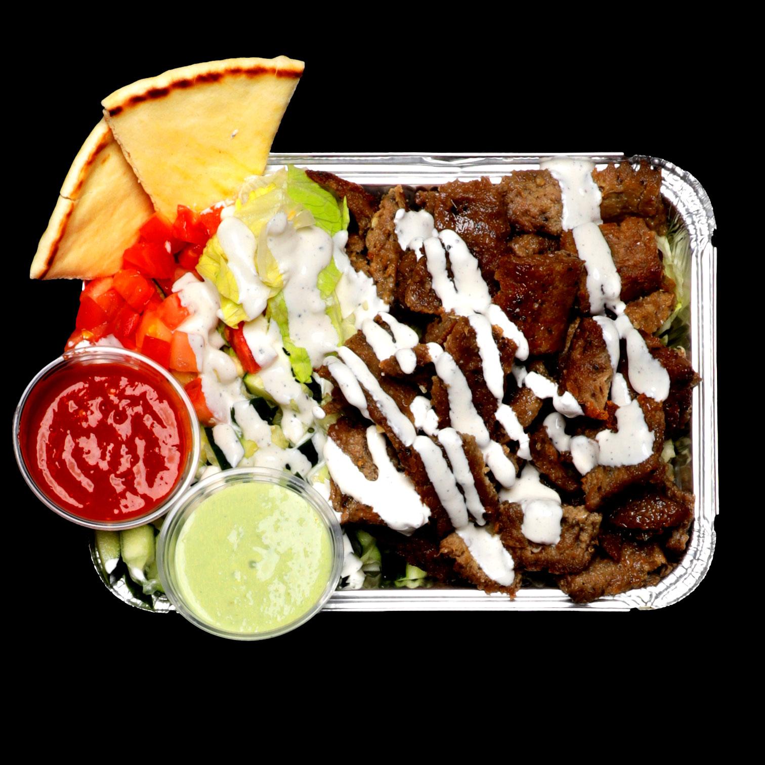 Lamb Gyro over Salad Platter.