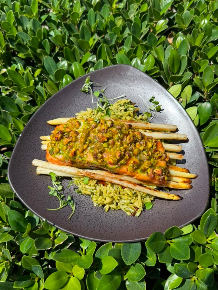 Pistachio Crusted Salmon.
