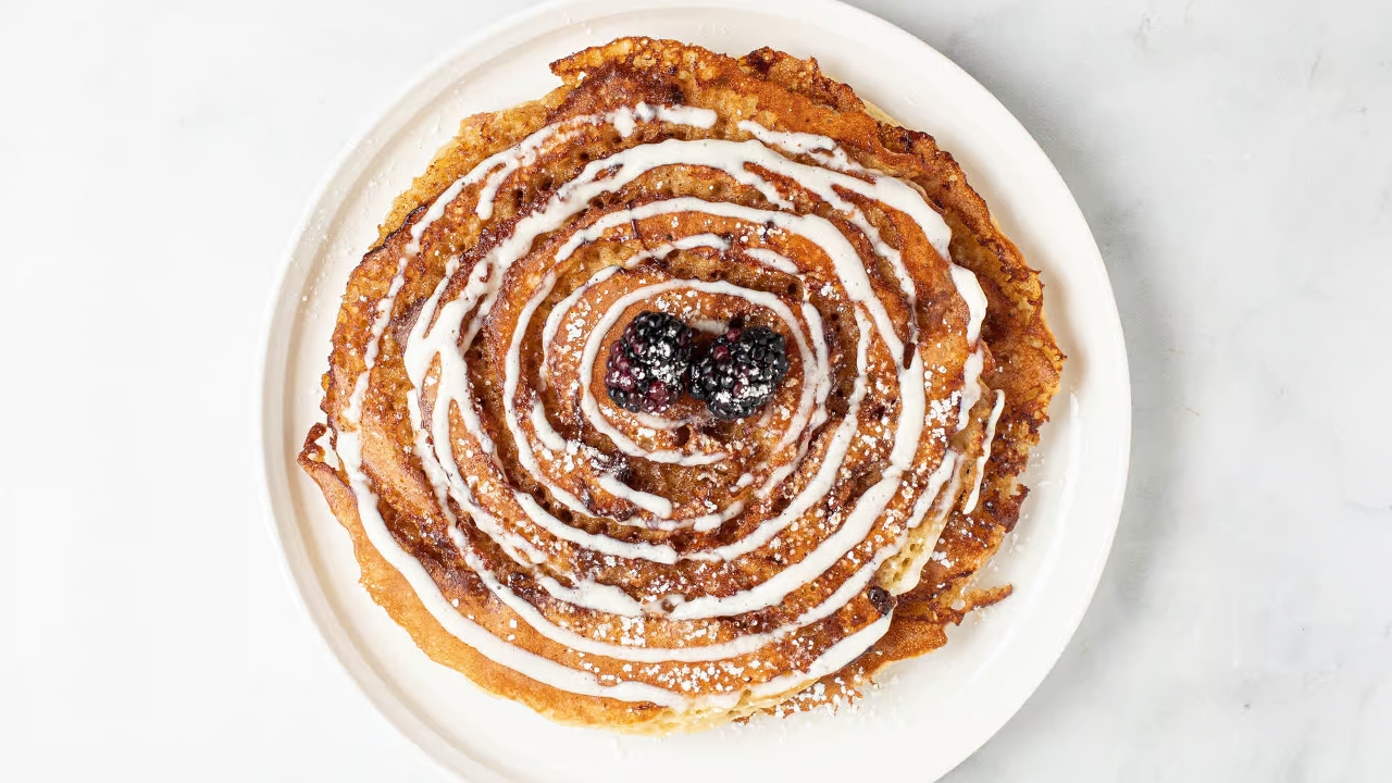 Cinnamon Roll Pancakes.