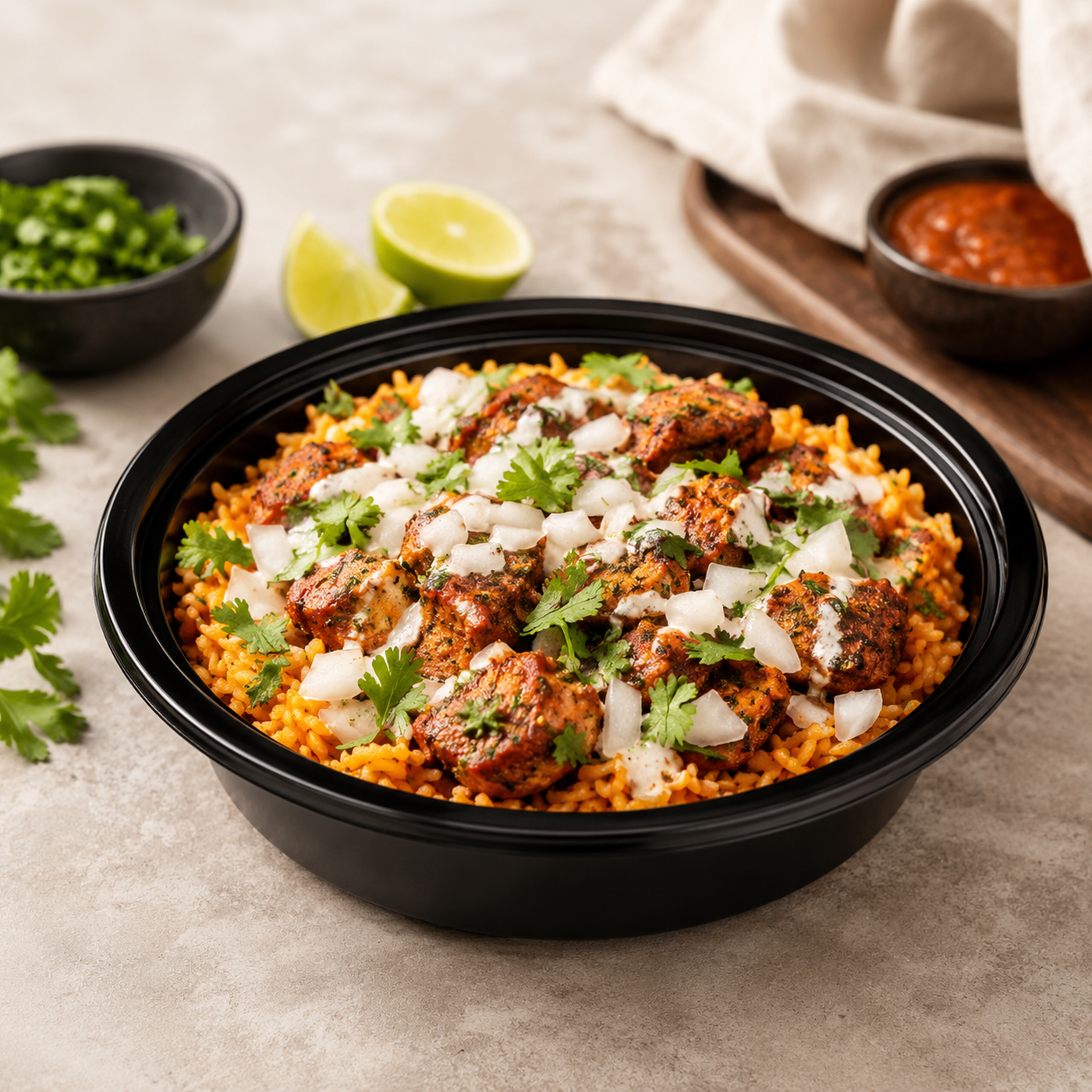 Lemon Chili Chicken Rice Bowl.