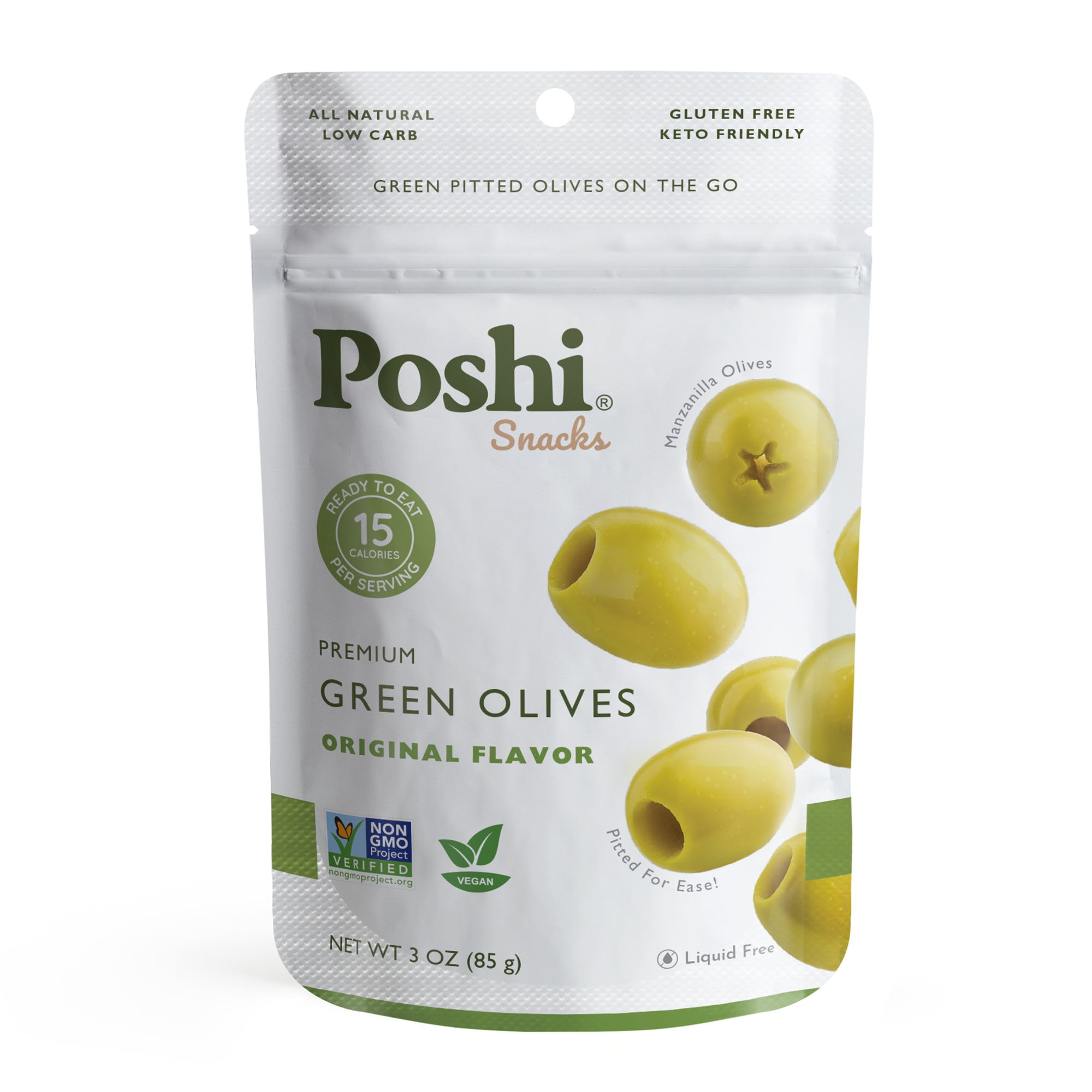 Poshi Olives - Premium Green Olives 3oz/10.