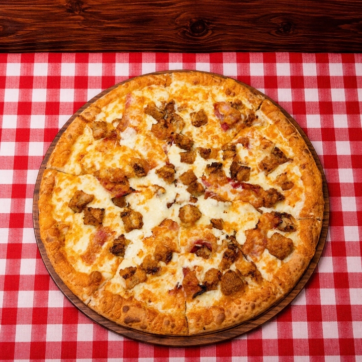 Small Crispy Chicken Bacon Ranch Pizza 10 (Greek style).