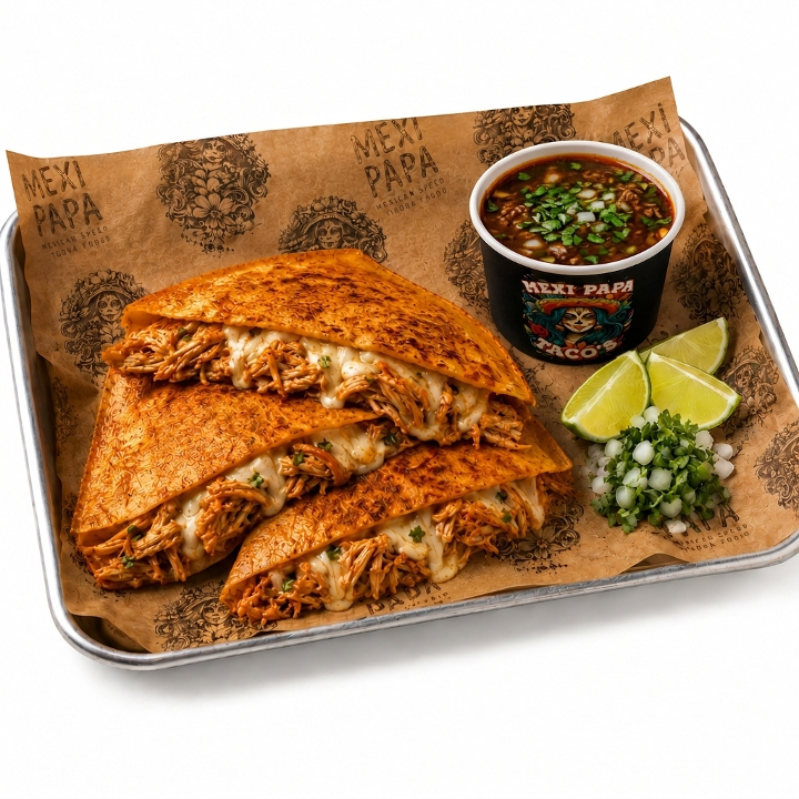 CHICKEN BIRRIA QUESADILLA.
