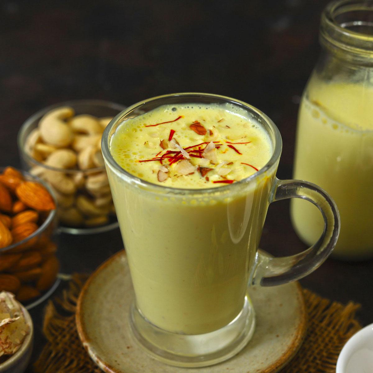 Almond-Elixir-Latte-Badam Milk.