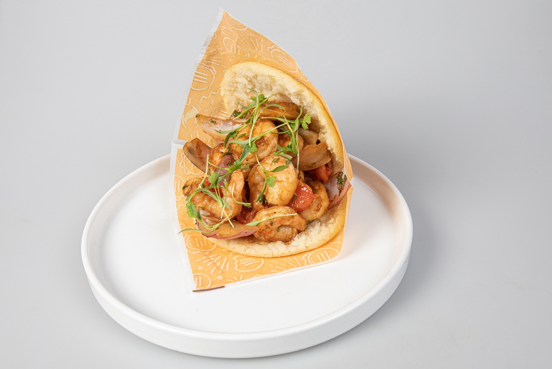 Arepa Wok Smoked Shrimp.