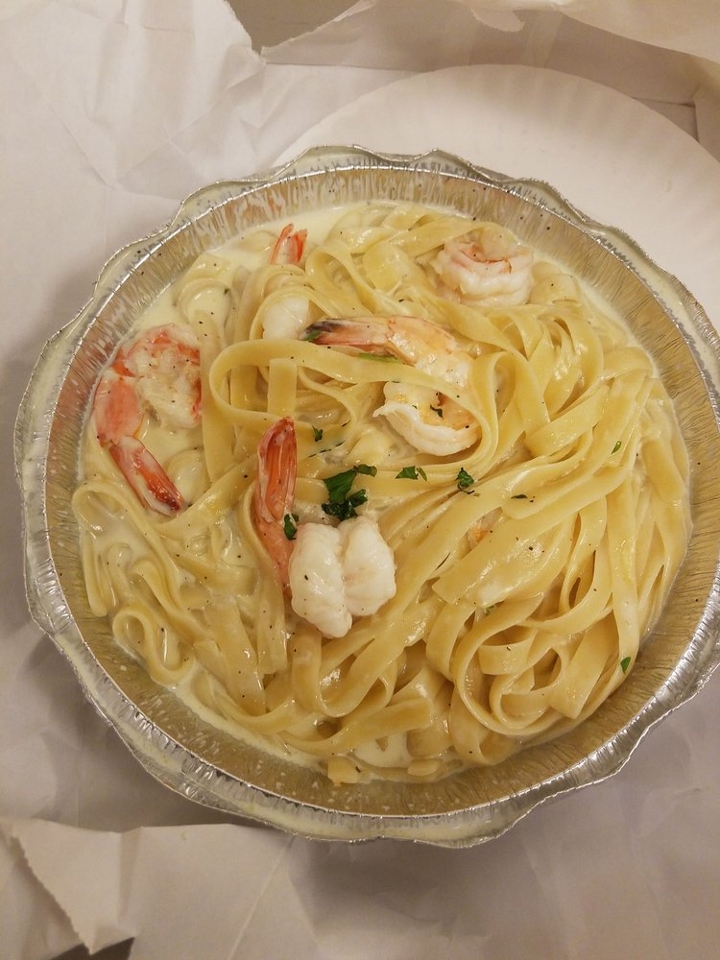 Pasta Alfredo with Shrimp.