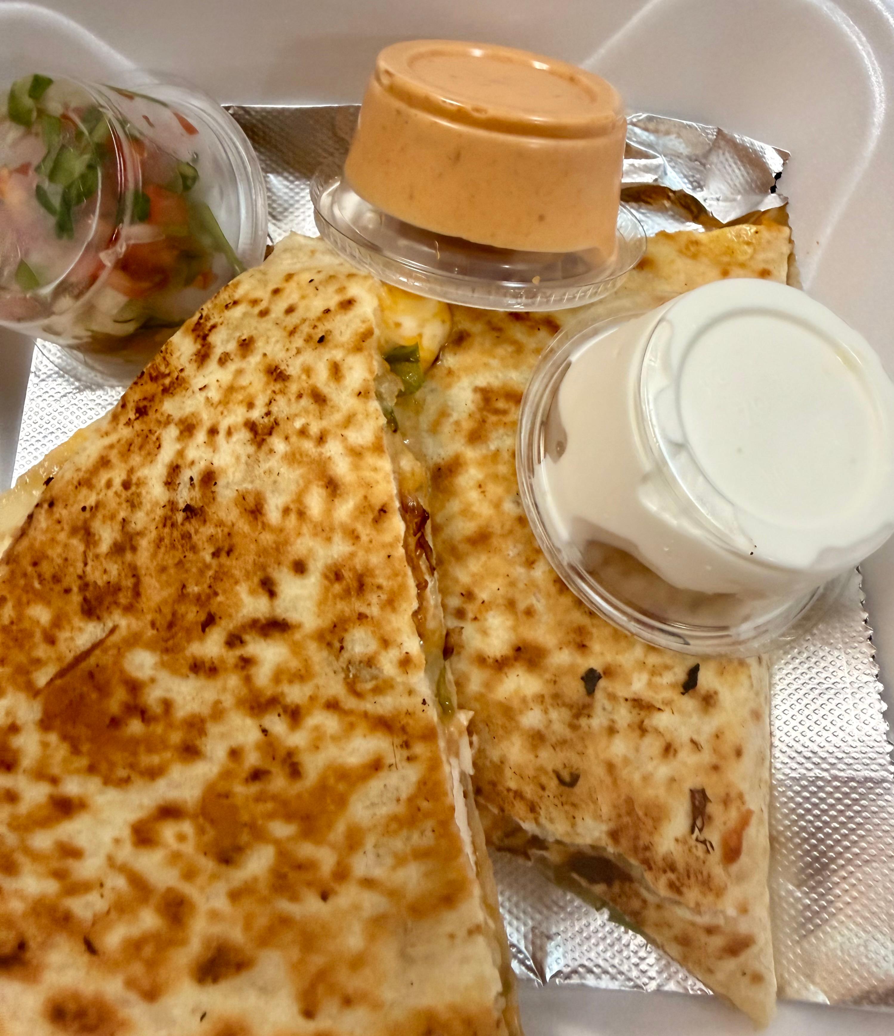 Chicken n Steak Quesadilla.