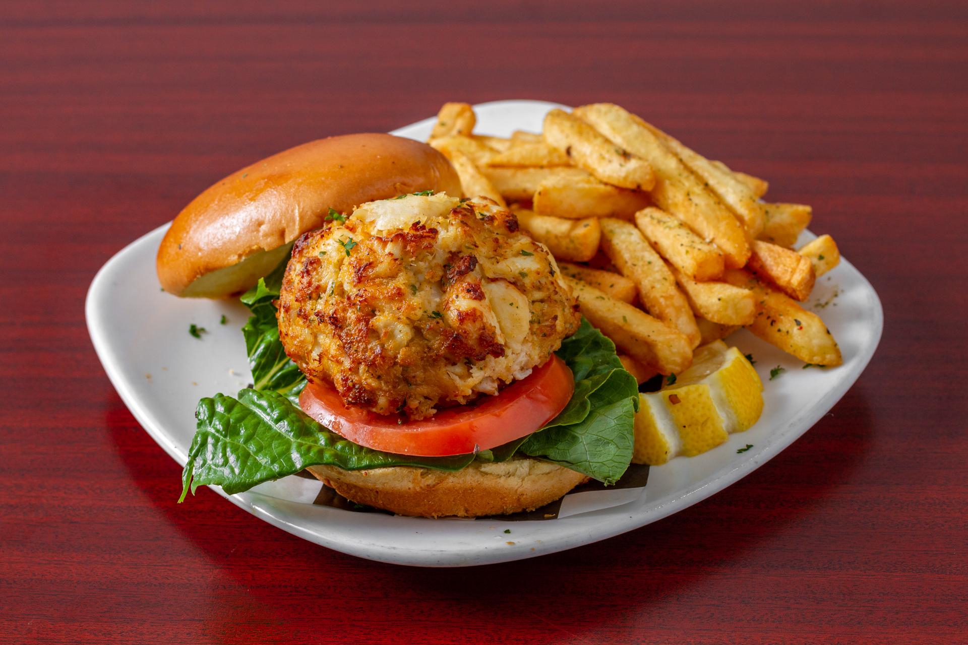 Crab Cake Sandwich & fries.