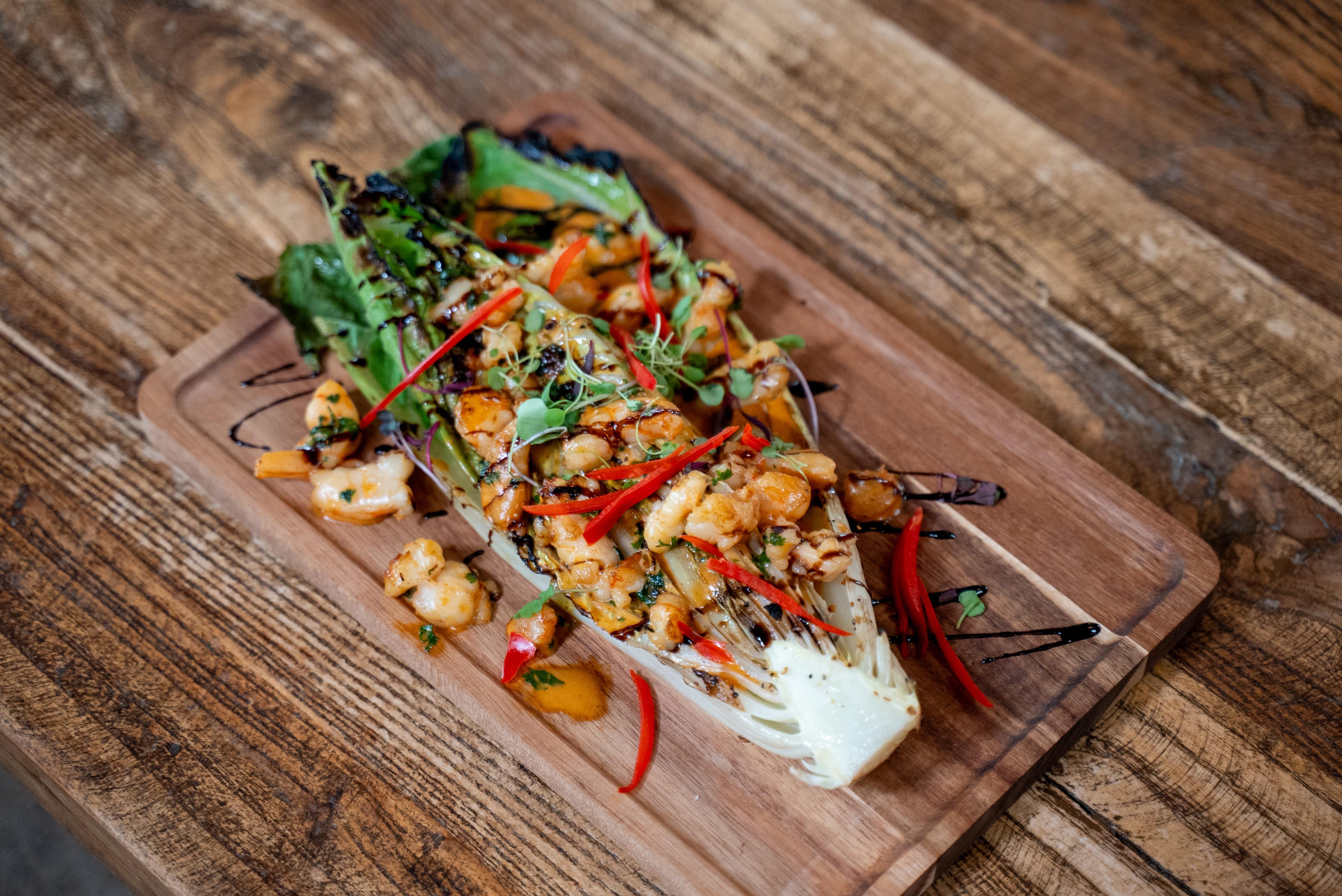 Grilled Romaine  Cajun Shrimp Salad.