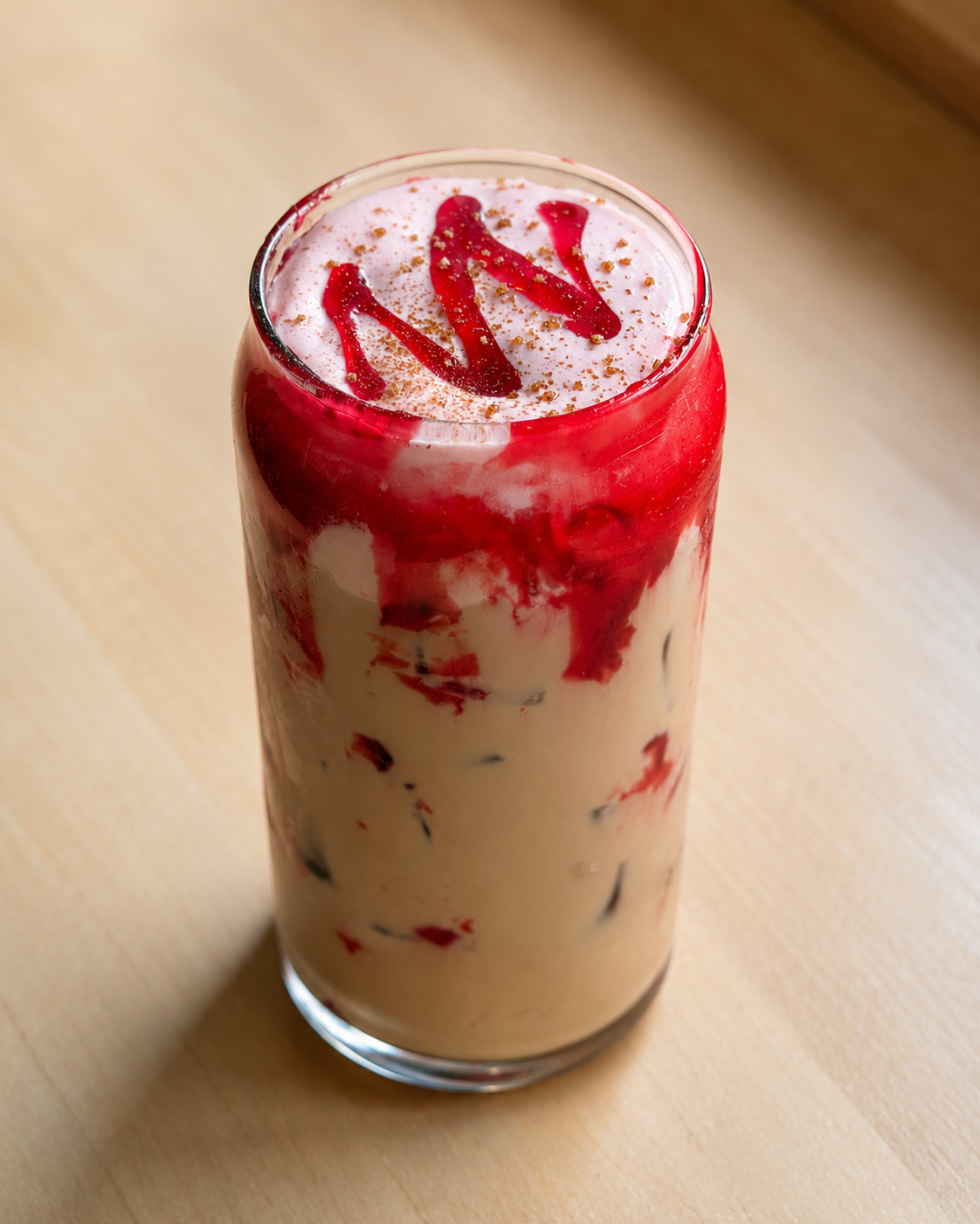 Strawberry Cheesecake Iced Latte.