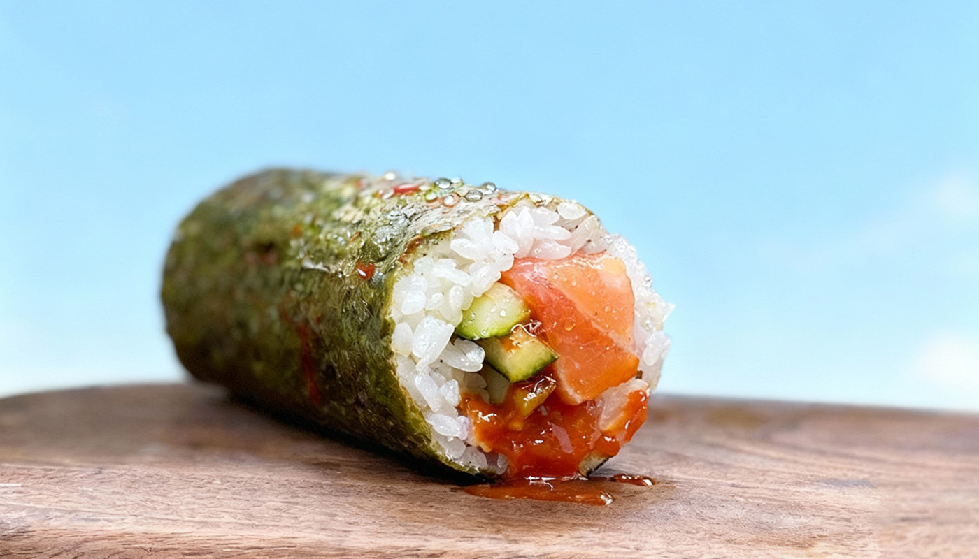 Spicy Salmon Handroll.