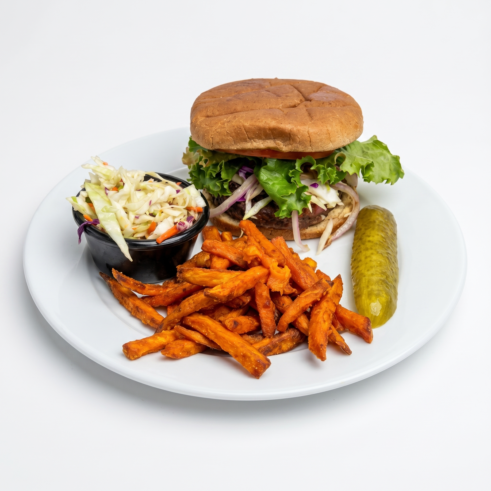 Portobello Mushroom Burger with Fries.