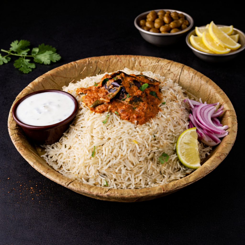 Pennadu Vankaya Pulao (Egg Plant Pulao).