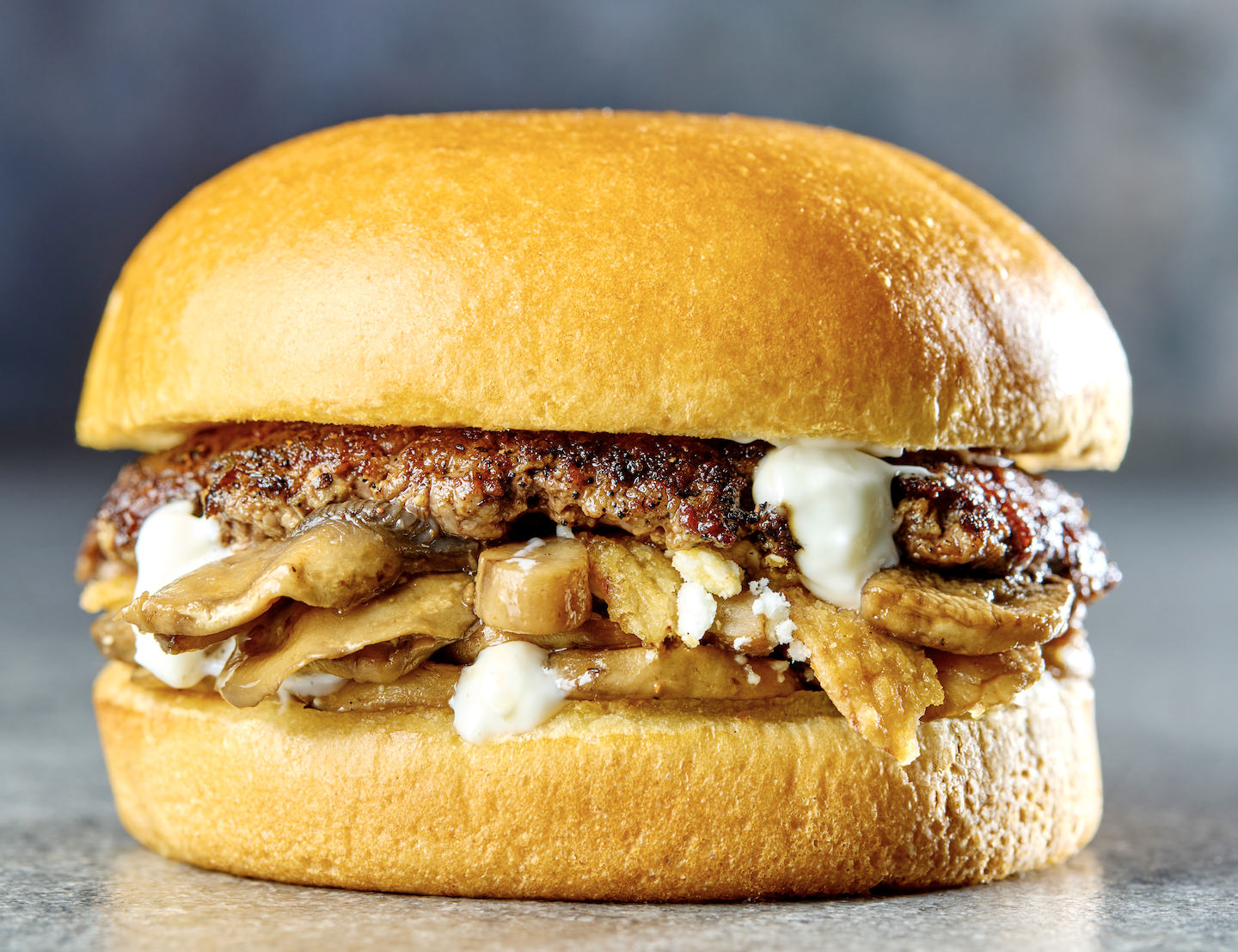 Goat Cheese and Wild Mushroom Burger.