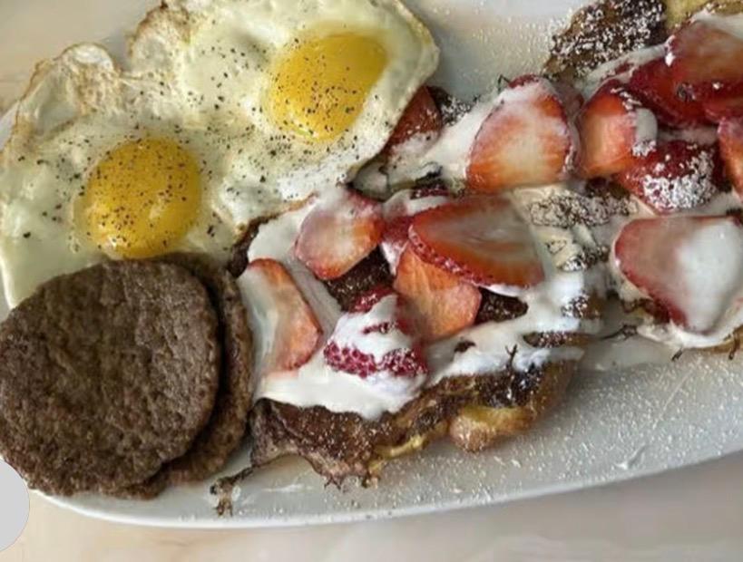 Croissant French Toast & Eggs.