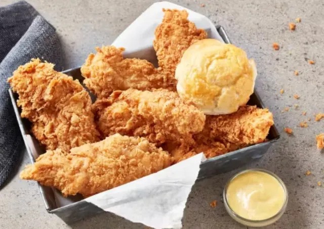 Jumbo Cajun Tenders with Biscuit.