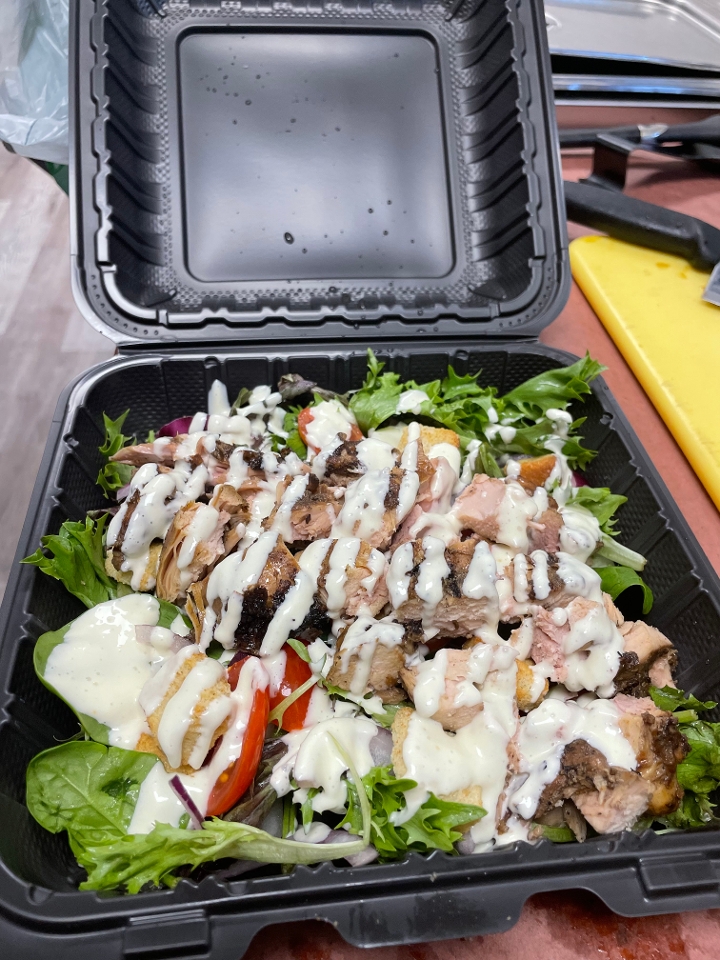 Jerk Chicken Salad with Haberno Dressing.