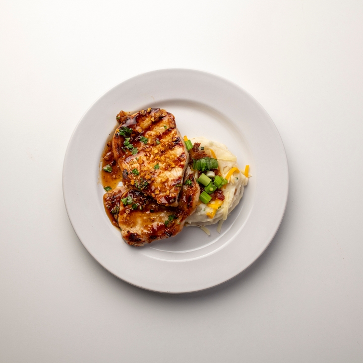 Bourbon Maple Glazed Pork Chop.