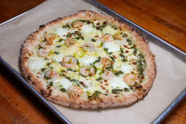 Shrimp Pesto Pizza.