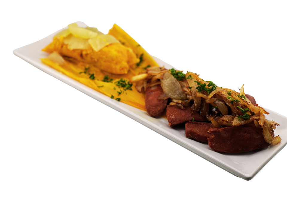 Cuban Tamal With Spanish Sausage Appetizer.