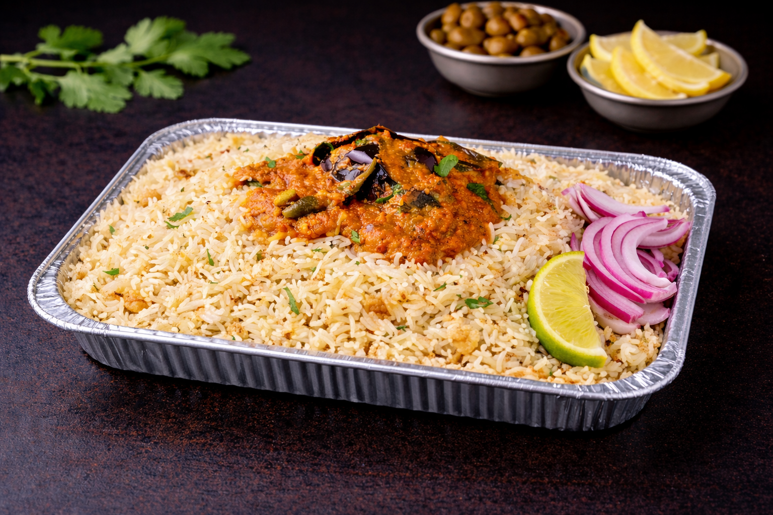 Family Pack Pennadu Vankaya Pulao (Egg Plant Pulao).