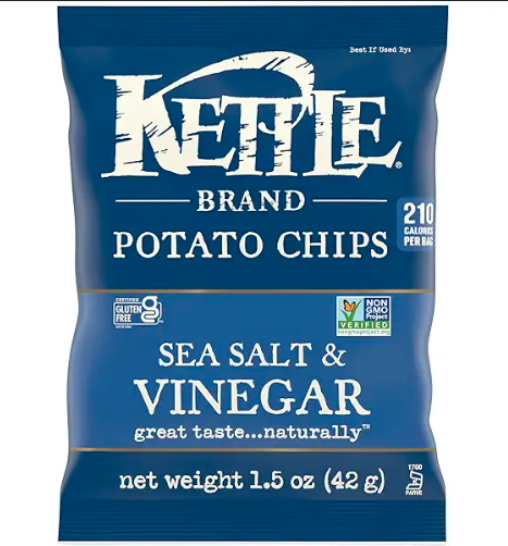 Chips [sea salt & vinegar] kettle brand.