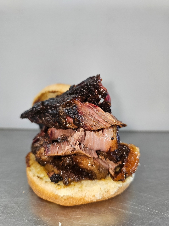 Sliced or Chopped Brisket Sandwich.