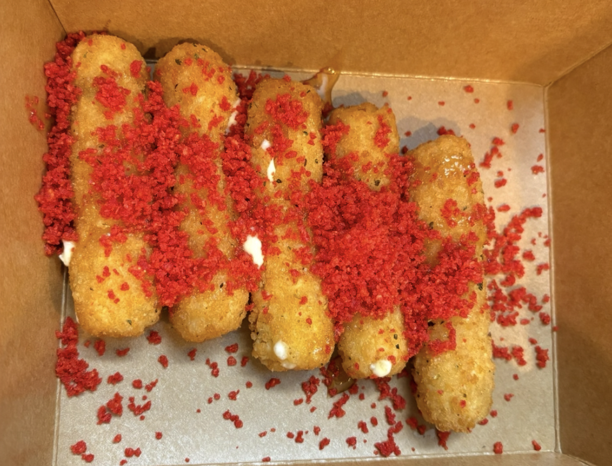 5 Pieces Hot Cheeto Mozzarella Sticks.