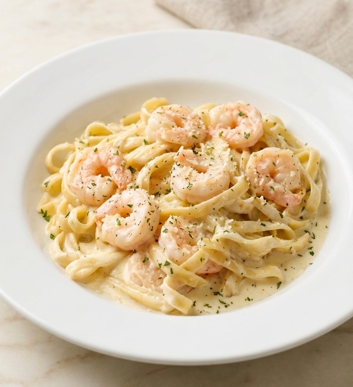 Shrimp Fettuccine Alfredo.