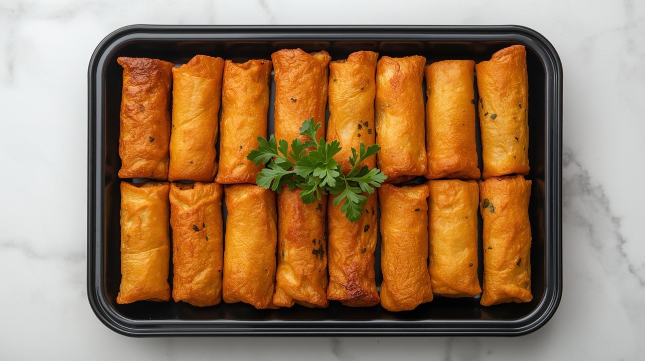 Crispy Fried Vegetable Roll (16 pieces per tray).