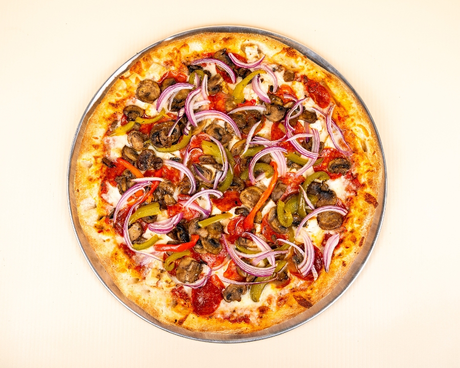 XL Alfredo’s Five Toppings Pizza.