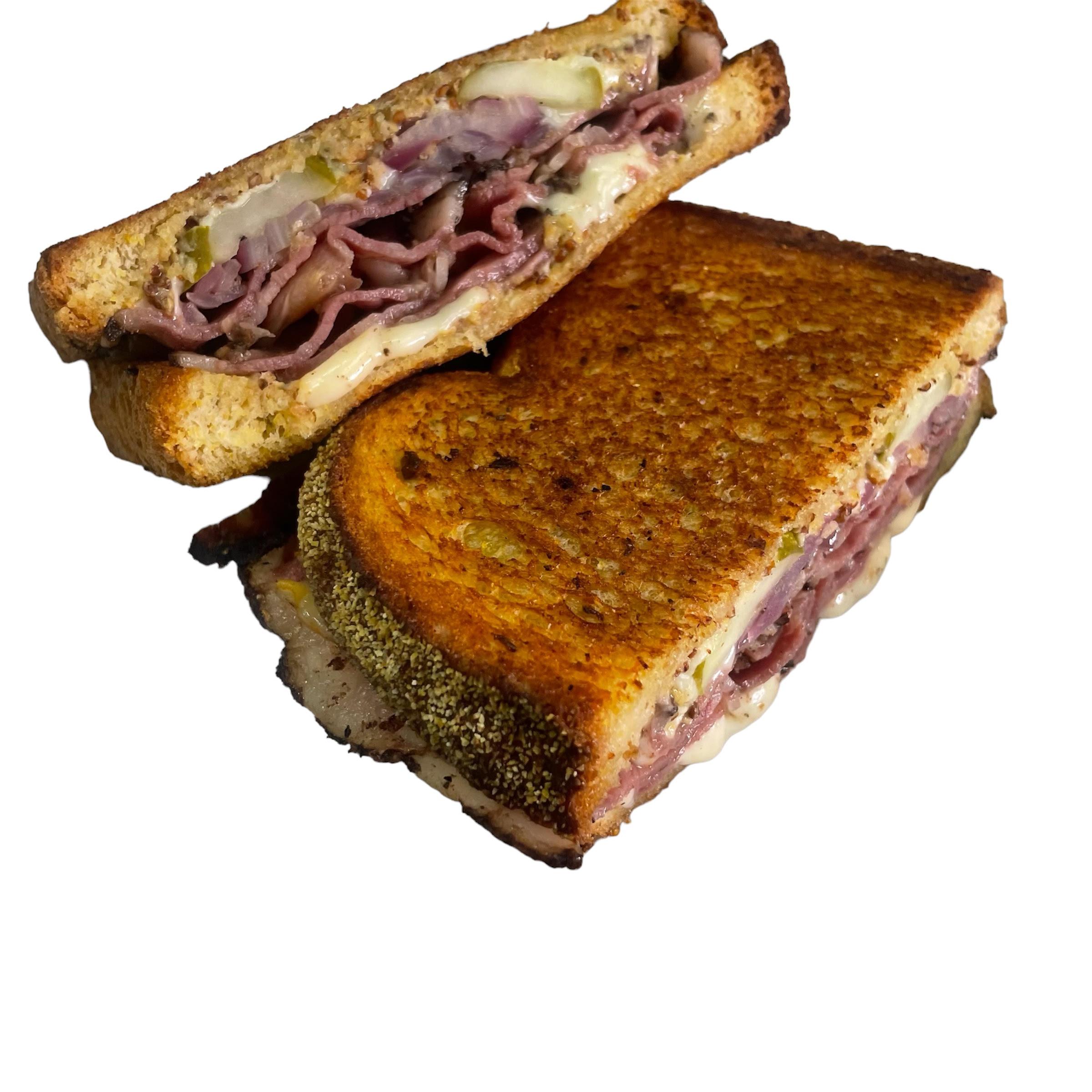 BBQ Brisket Melt & Fries.
