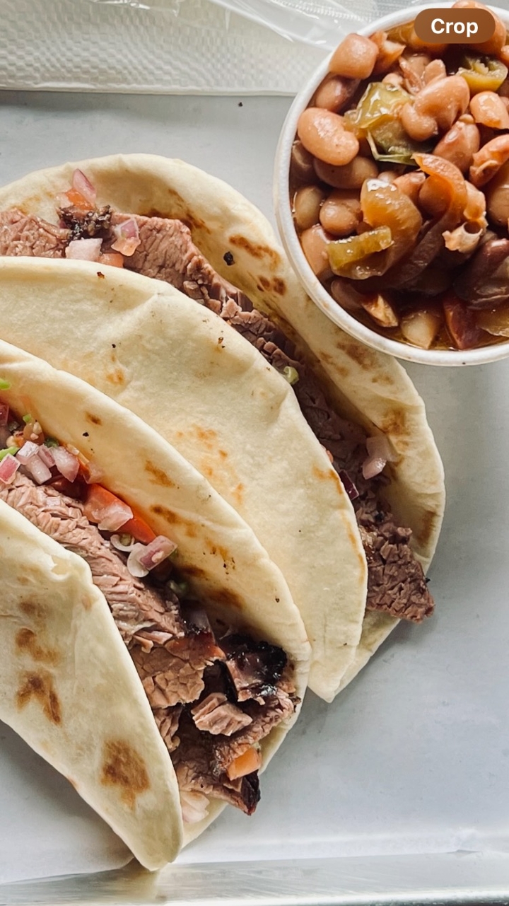 Sliced Brisket Tacos (2) Meal.