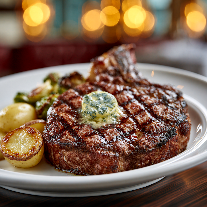 Hand-Cut Ribeye Steak.