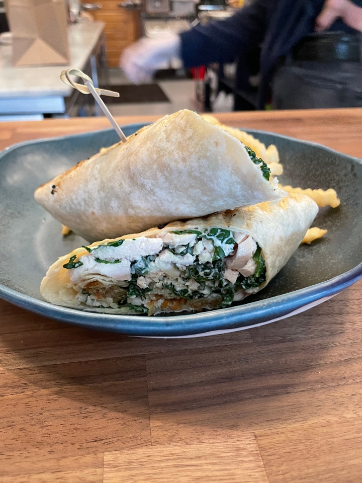 Kale Chicken Caesar Wrap.