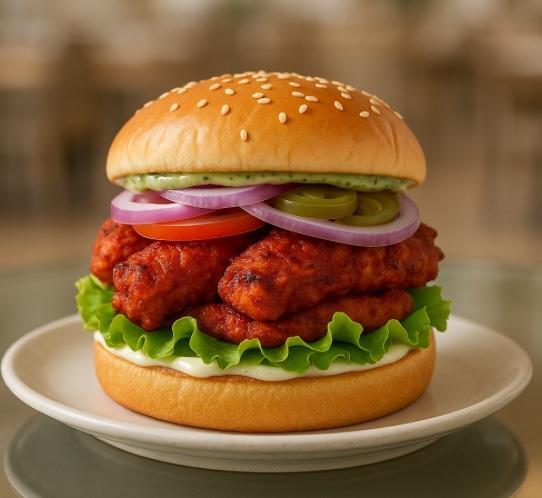 Chicken 65 burger.