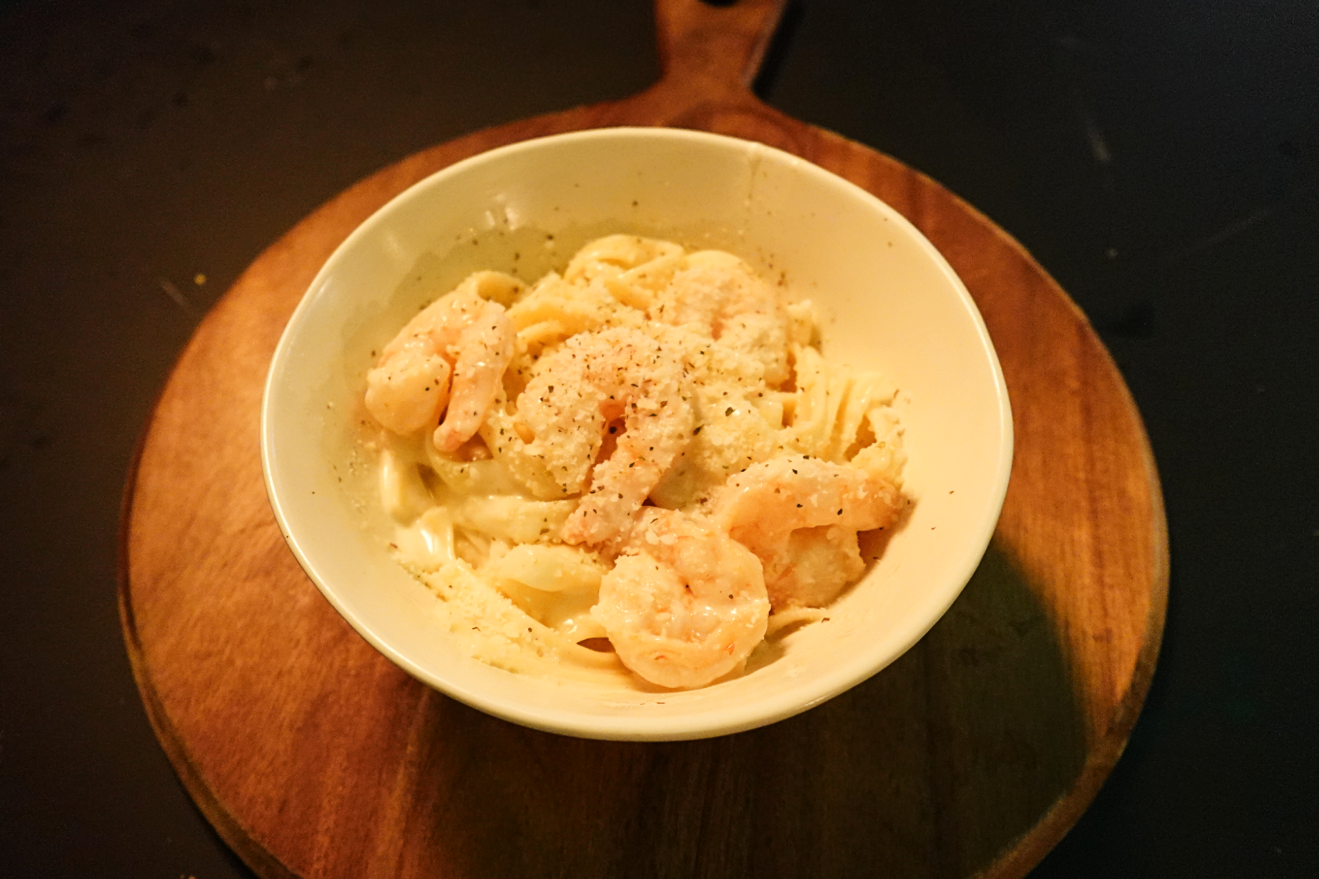 Shrimp Fettuccine Alfredo.