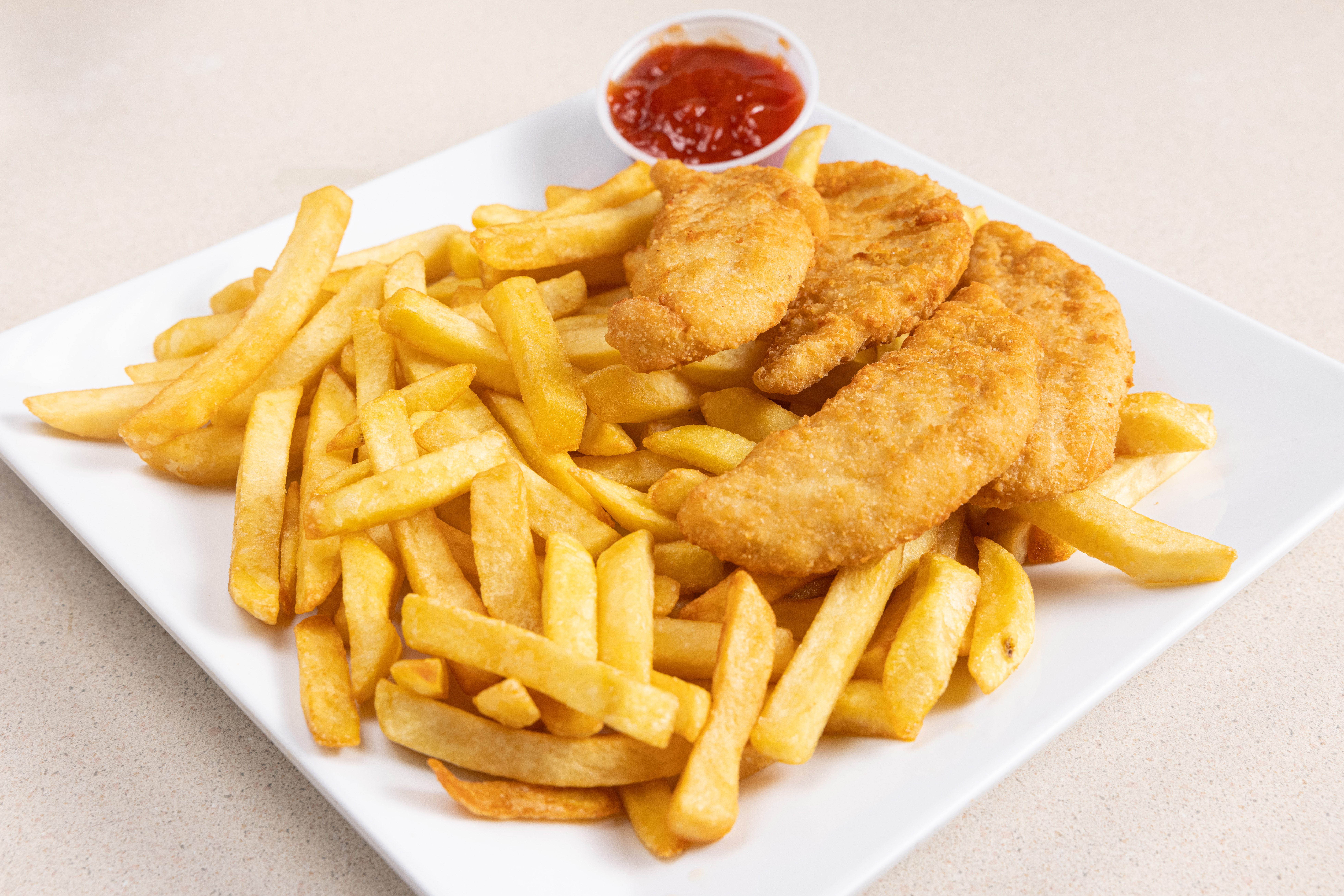 Chicken Fingers with French Fries.