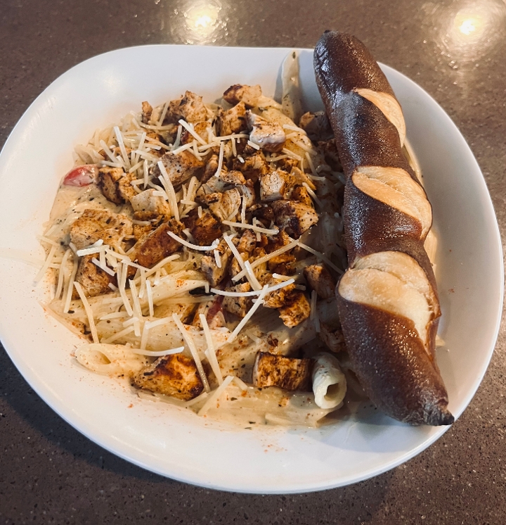 Blackened Chicken Alfredo.