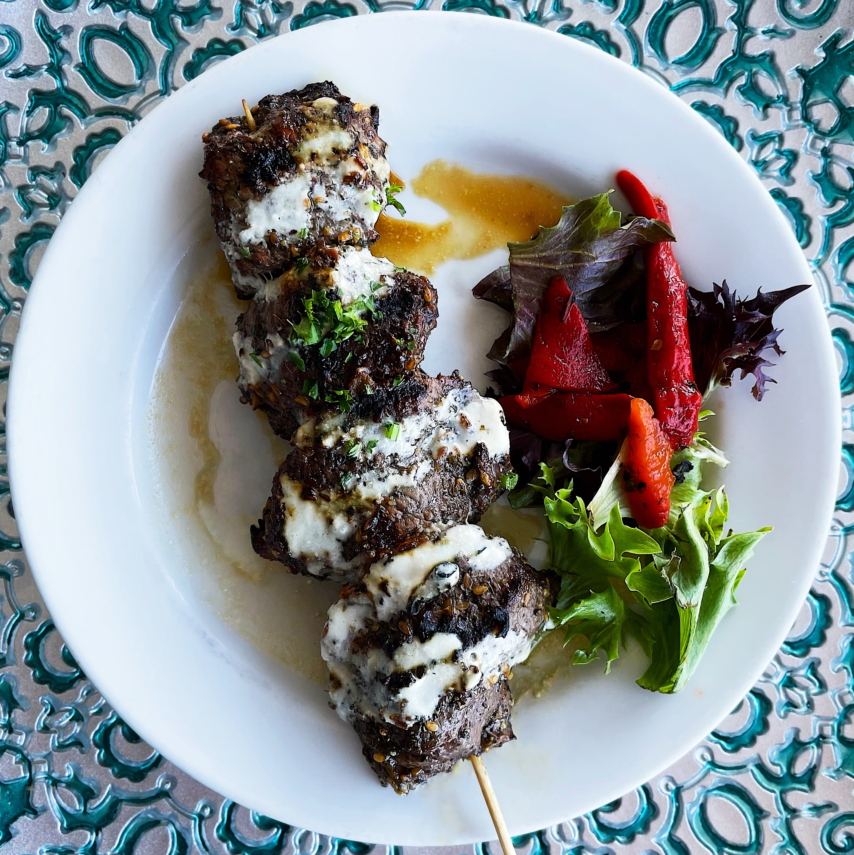 One Beef Kebab Skewer.