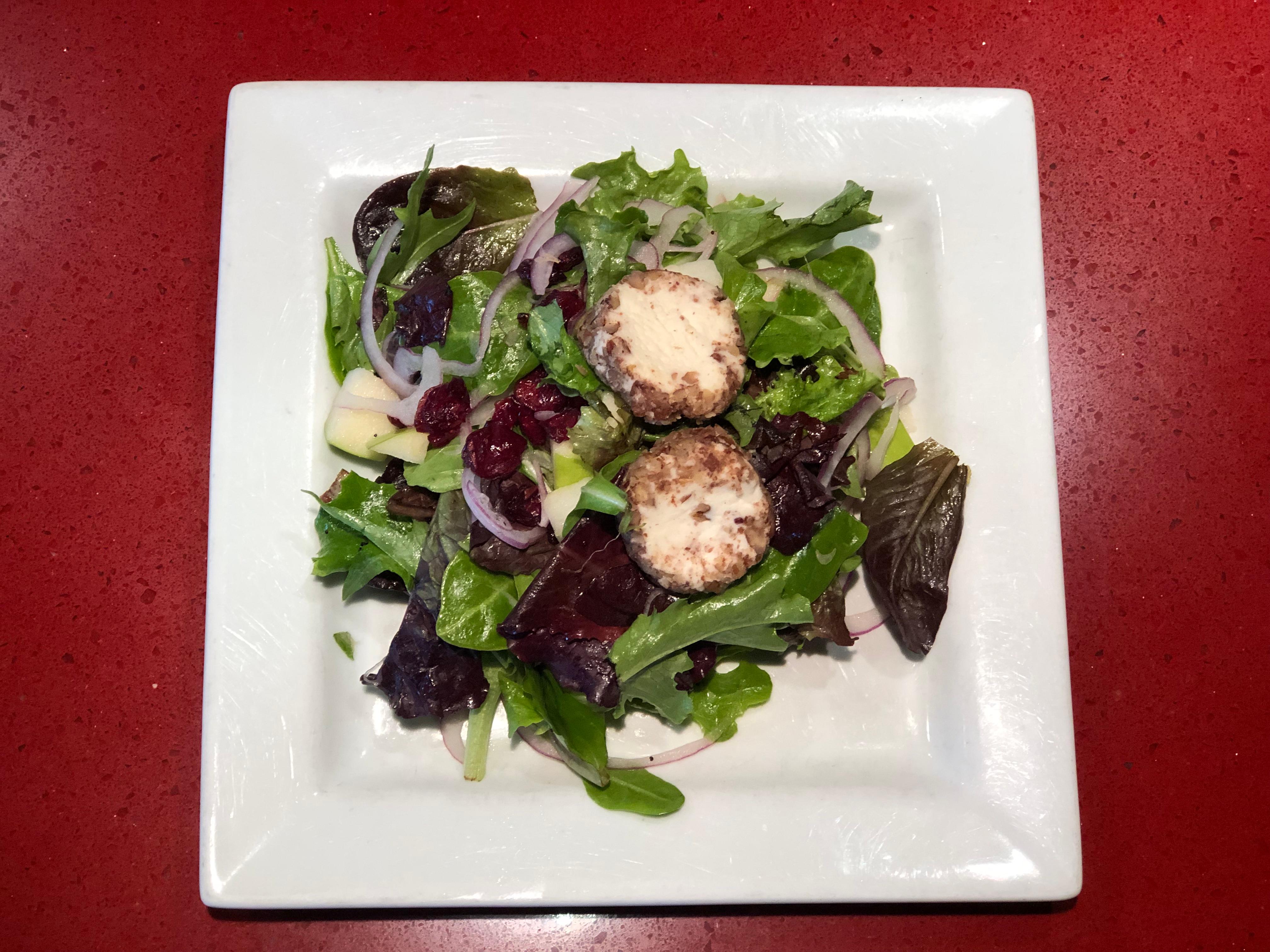 Apple-Craisins or Strawberry Goat Cheese Salad (+).