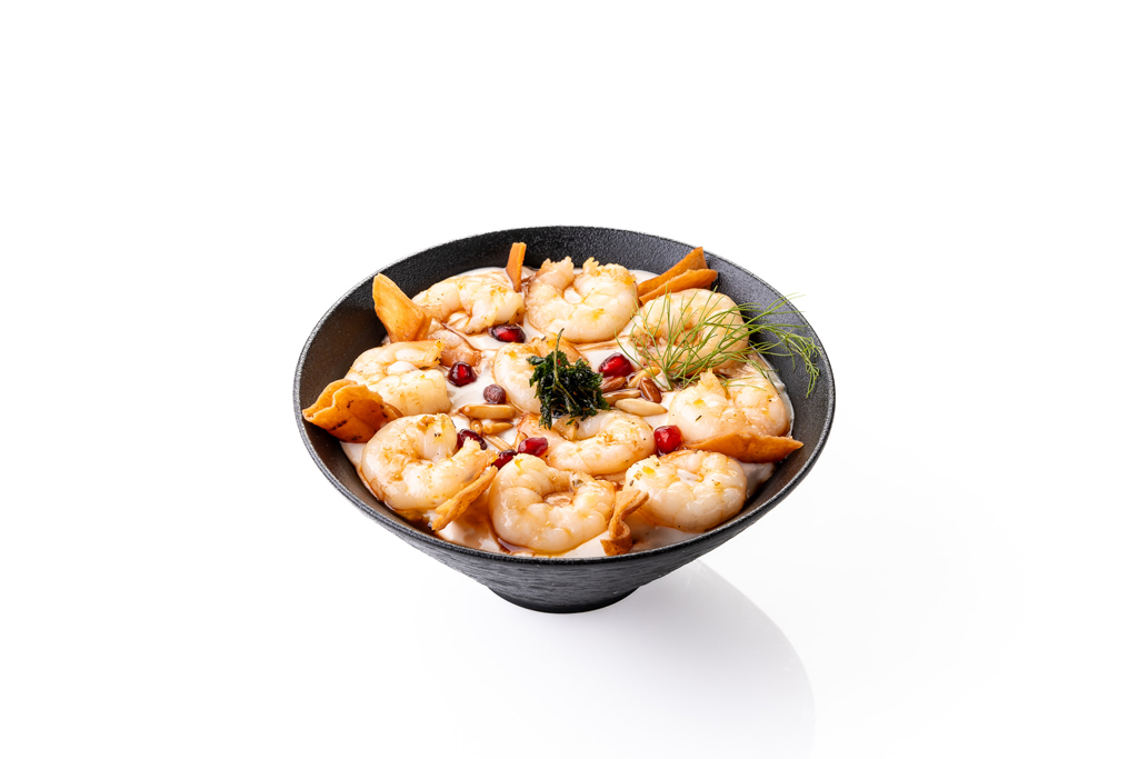 Fatteh with Shrimp.