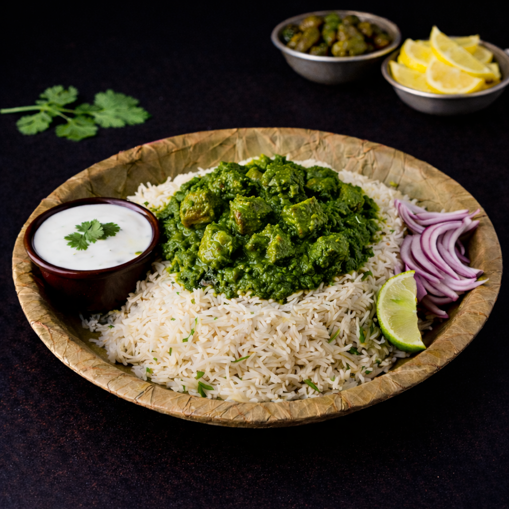 Green Lamb Pulao (Boneless).