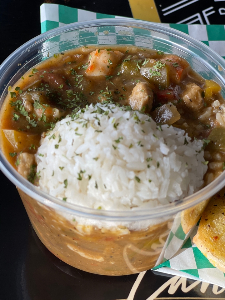 GUMBO & GARLIC BREAD.