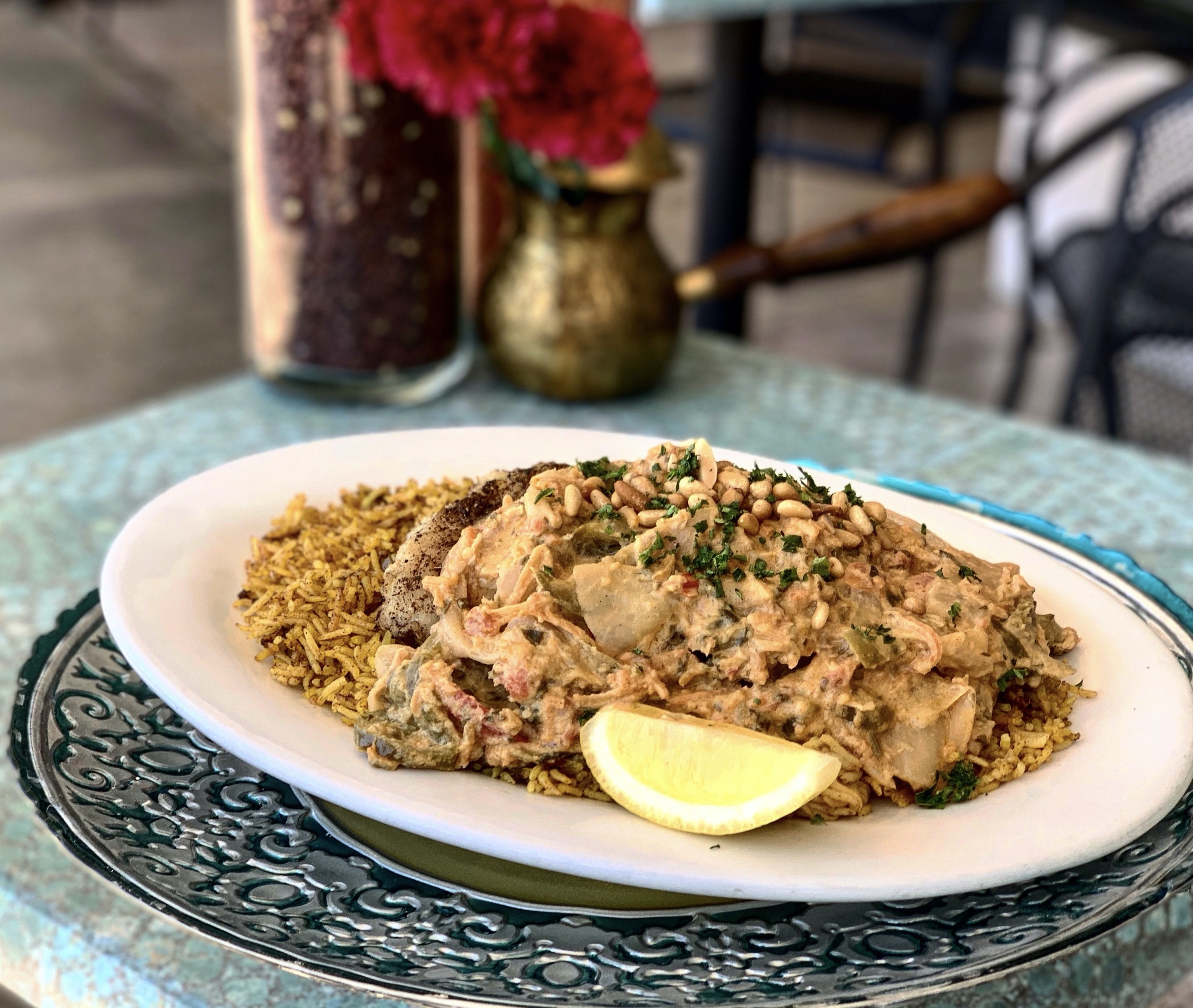 Lunch - Grouper with Spicy Tahini.