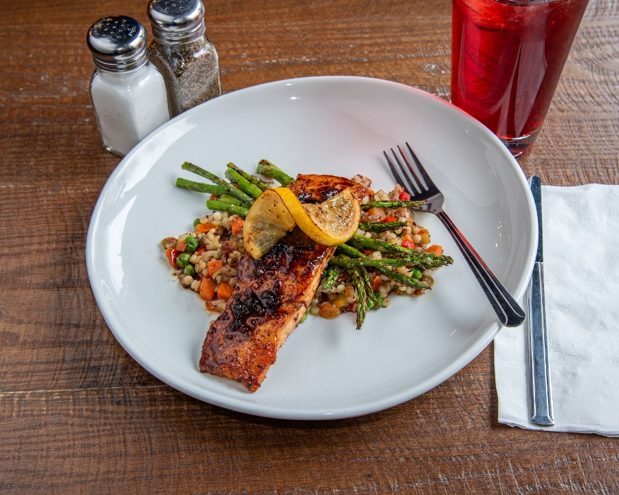 Peach Bourbon Salmon.