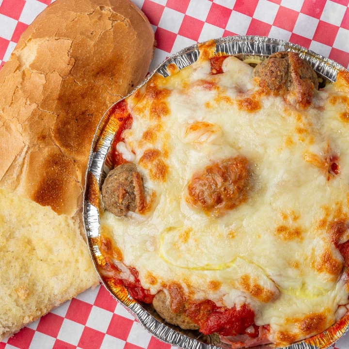 Cheesy Spaghetti with Meatballs.